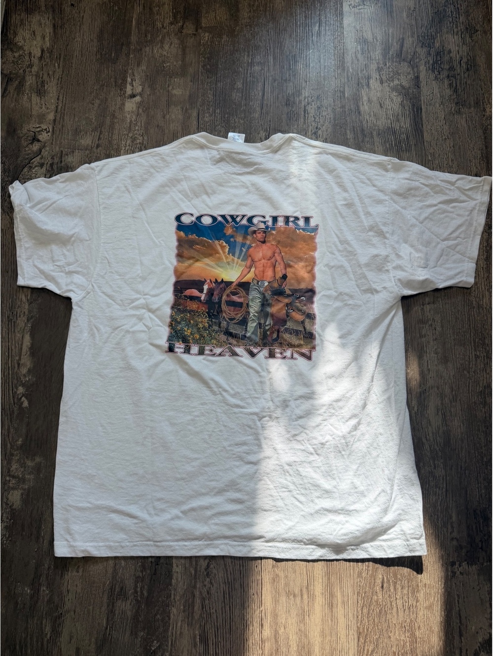 Vintage Crooked Creek Western Apparel Cowgirl Heaven Cowboy Graphic T Shirt